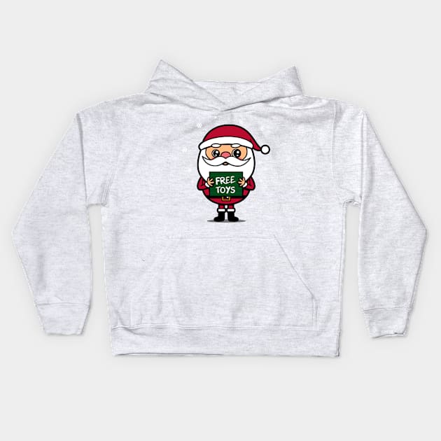 Cute Kawaii Christmas Santa Claus Giving Toys Kids Hoodie by BoggsNicolas